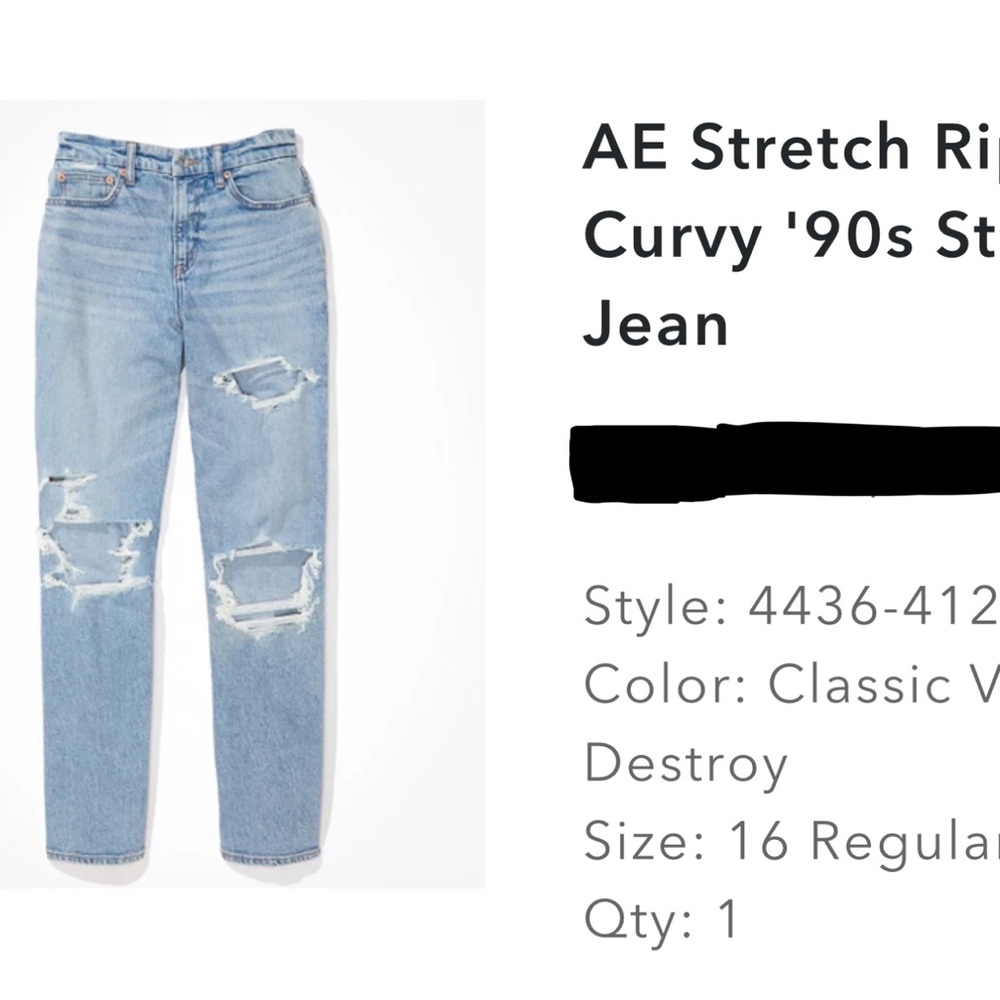 American eagle curvy 90s straight size 16